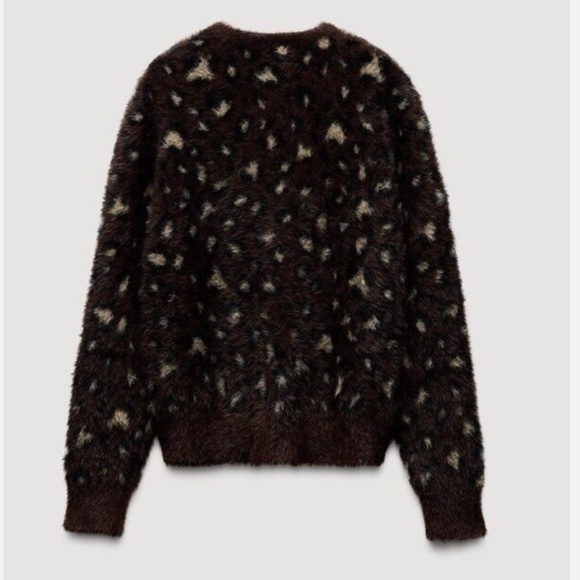 ZARA LEOPARD PRINT FAUX FUR JACQUARD KNIT CARDIGAN With BOW DETAILS NWT - Picture 11 of 13